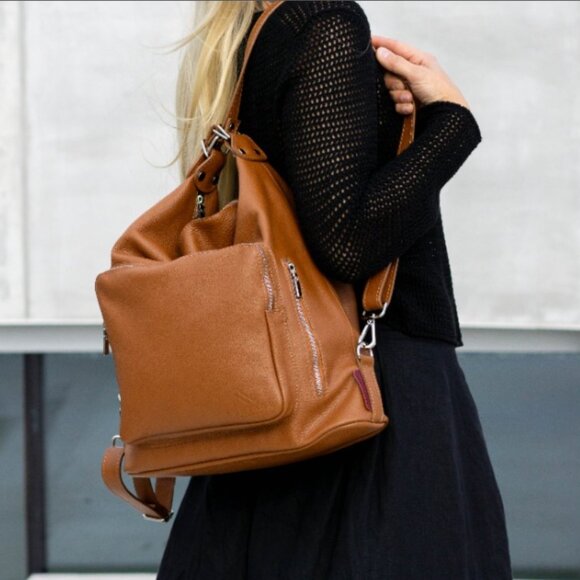 Nortani Brown Suede Leather Shoulder Bag, Convertible Hobo, NWT - Picture 10 of 10